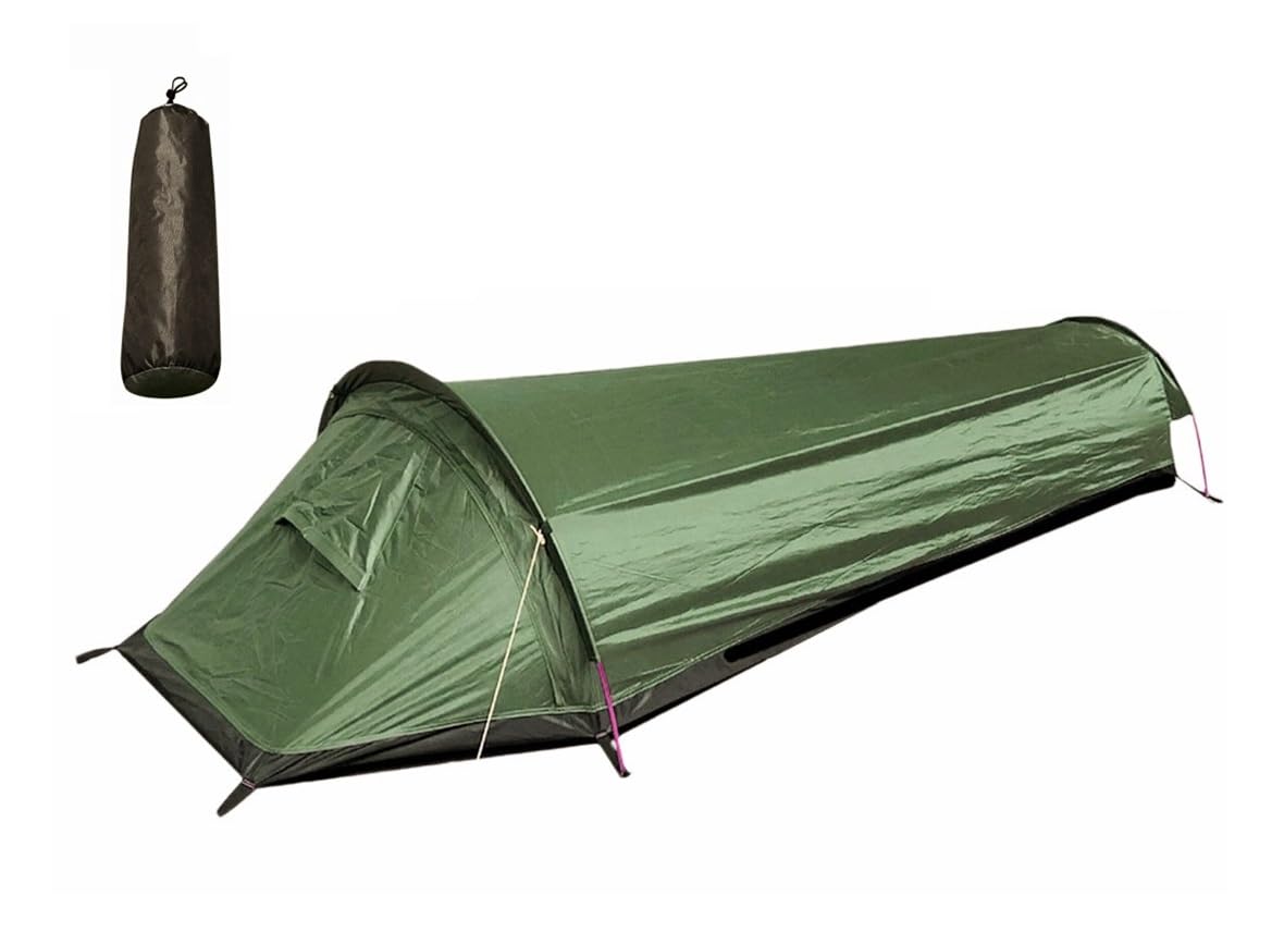 1-mann-zelt-605hsn-1.jpg Ichlovdu Schlafsack Zelt Ultraleichtes 0.78kg 1 Mann Campingzelt Zelt 220X50/90/50 X50CM Leicht Rucksack Zelt für Wandern Bergsteigen Camping Klettern und Reisen Wasserdichtem Armee Grün : Amazon.de: Sport & Freizeit – Bild 1