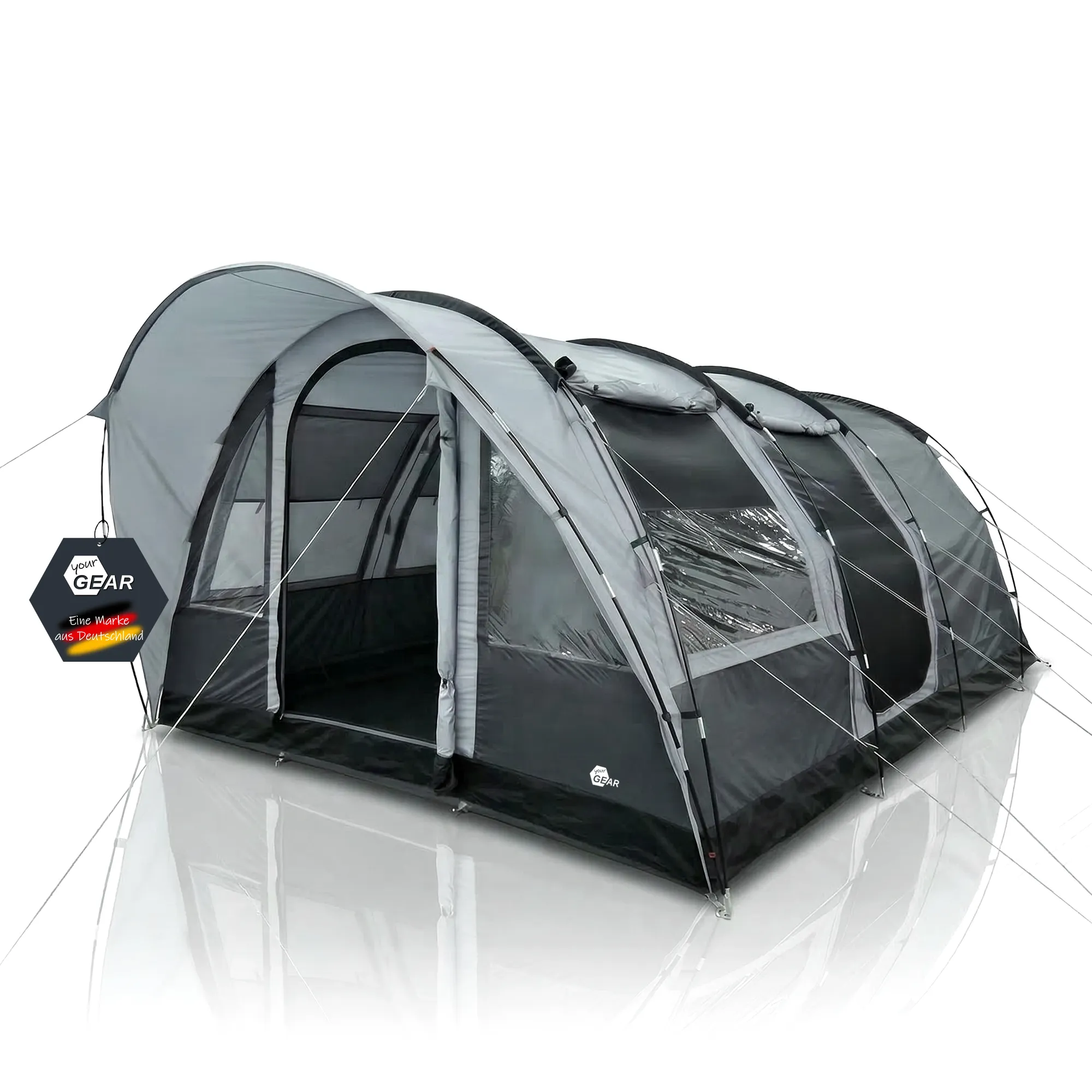 5-personen-zelt-854qdn.webp your GEAR Zelt Bora 5 Personen Tunnelzelt Stehhöhe Bodenwanne 5000 mm Vordach Grau – Bild 1