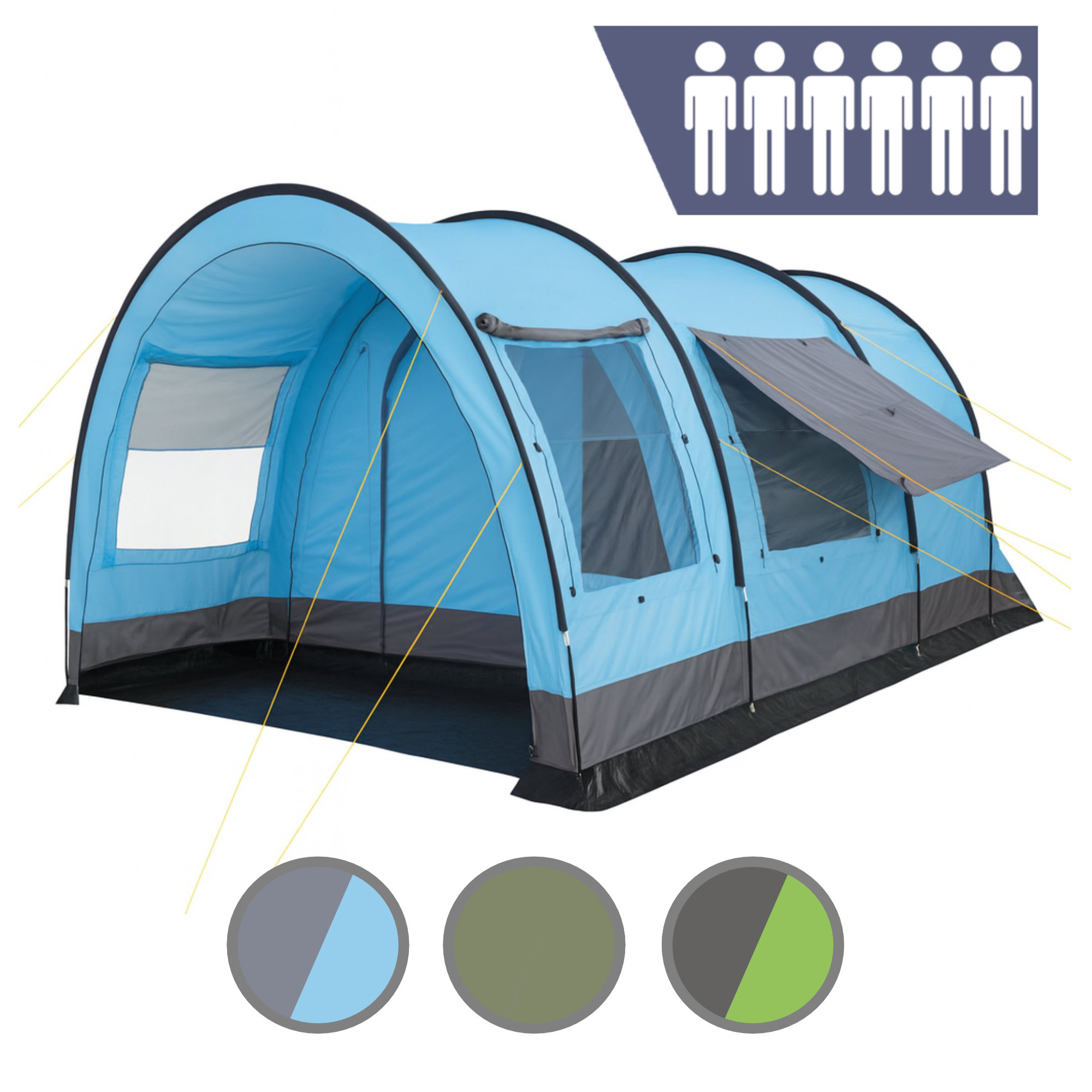 empress6_Auswahl_Tunnelzelte_Bild1 Tunnelzelt für 6 Personen 5000 mm Outdoor Zelt Camping Zelt CampFeuer | eBay.de – Bild 1