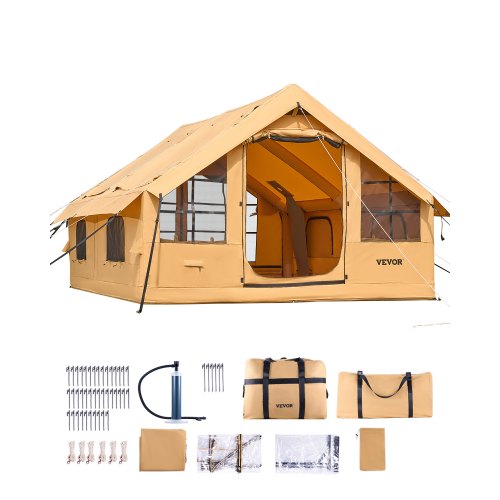 8-personen-zelt-697bpn-1.jpg VEVOR Aufblasbares Zelt für Camping, 5 8 Personen Zelt mit Handpumpe, 4x3x2,2 m Glamping Zelt mit 2 Oberlichtern, Baldachin, Ofenanschluss, 2 Türen, ... – Bild 1