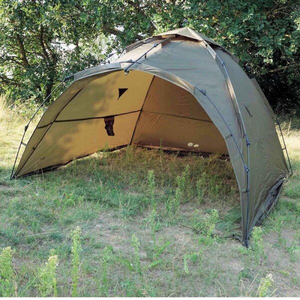 angelzelt-145czw-1.jpg Q Tac Ruck Zuck Bivvy Angelzelt Vorne Geöffnet, 2 Mann Karpfenzelt, Angel Zelt 250cmx250cmx160cm – Bild 1
