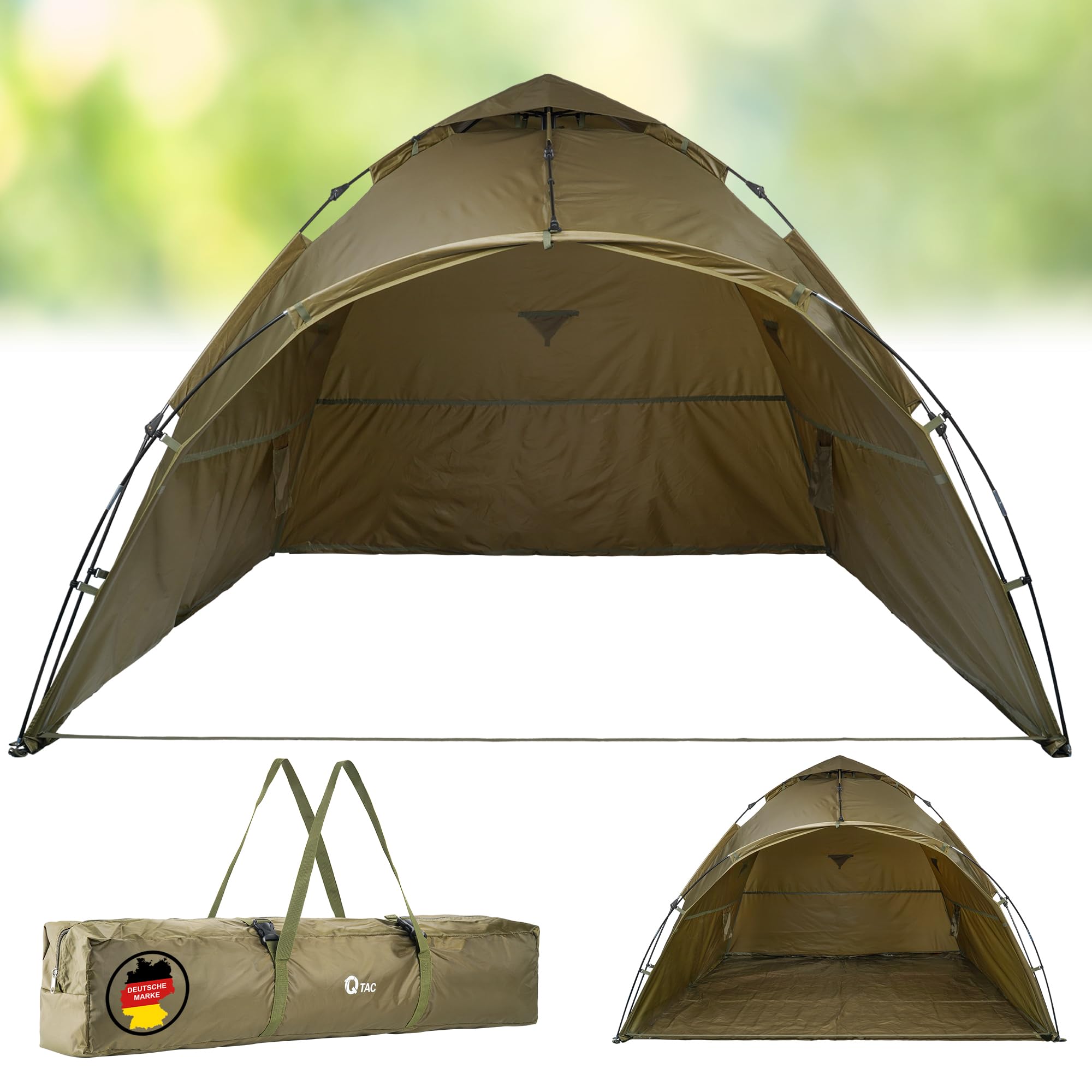 angelzelt-151piy-1.jpg Q Tac Ruck Zuck Bivvy Angelzelt Vorne Geöffnet, 2 Mann Karpfenzelt, Angel Zelt 250 cm x 250 cm x 160 cm, Wassersäule 10 000 mm : Amazon.de: Sport & ... – Bild 1