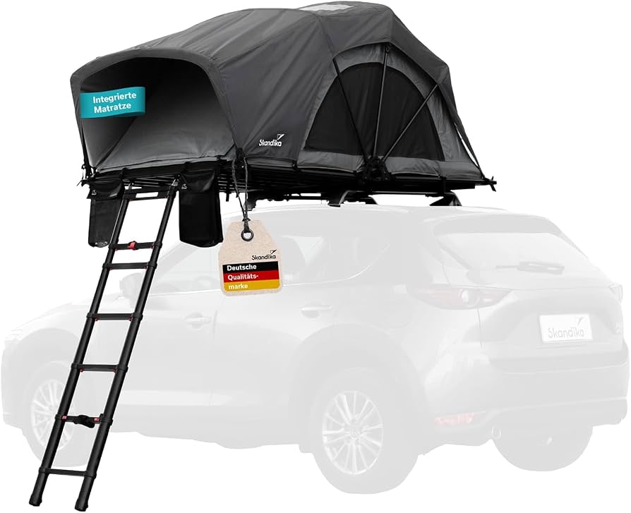 autodachzelt-957evi-1.jpg Skandika Dachzelt Skyland 214 x 130 Sleeper| Autodachzelt für 2 Personen, Autozelt mit Matratze, Schwarze Schlafkabine, feuerhemmend, wasserfest 6000 mm, mit Moskitonetz | Auto Zelt für PKW, SUV, Bus : Amazon.de: Sport & Freizeit – Bild 1