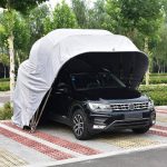 Autozelt, tragbar, aus rostfreiem Stahl, halbautomatisch, faltbar, mobiler Carport, grauer Vordach, regenfeste Garage, Autoabdeckung für Autos, Limousinen, im Freien. : Amazon.de: Garten