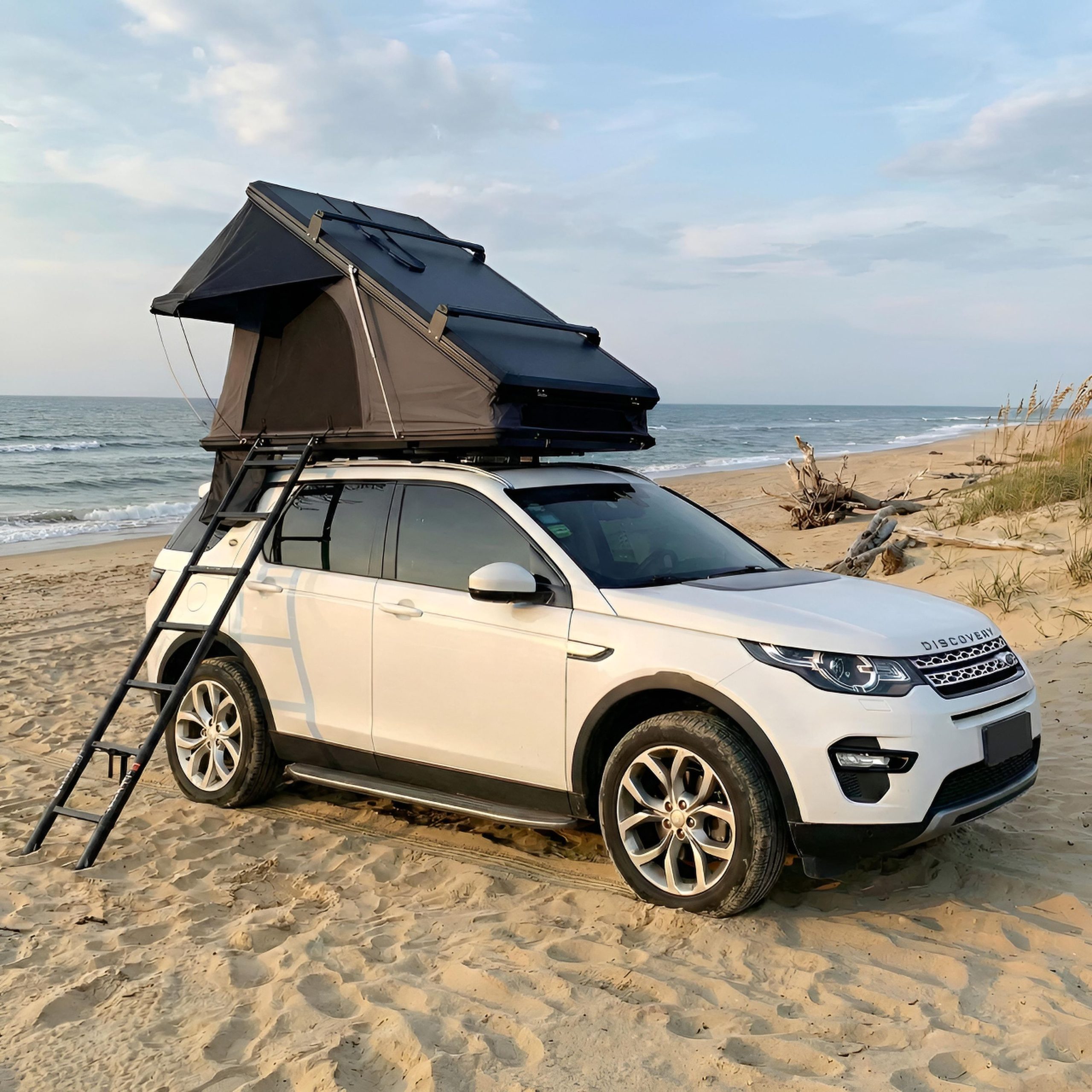 autozelt-572uyg-1.jpg Autodachzelt Dachzelt Schwarz Grau Hardcase Aluminium Camping Triangle Autozelt optional mit Sonnensegel – Bild 1