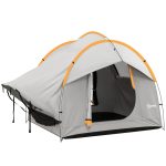Outsunny Autozelt Campingzelt, 3 Türen, wetterbeständig, 239cm x 210cm x 210cm, Orange + Grau | Aosom.de