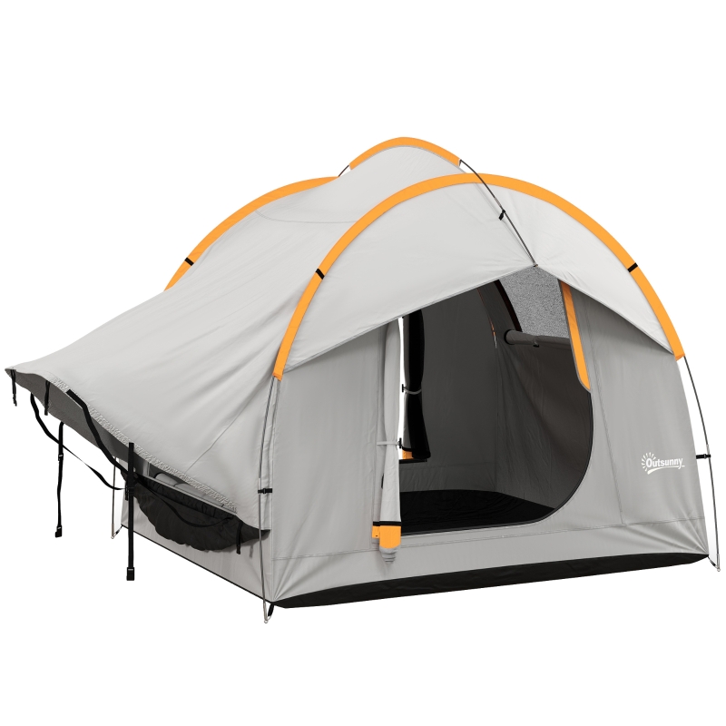 autozelt-935qgz-1.jpg Outsunny Autozelt Campingzelt, 3 Türen, wetterbeständig, 239cm x 210cm x 210cm, Orange + Grau | Aosom.de – Bild 1
