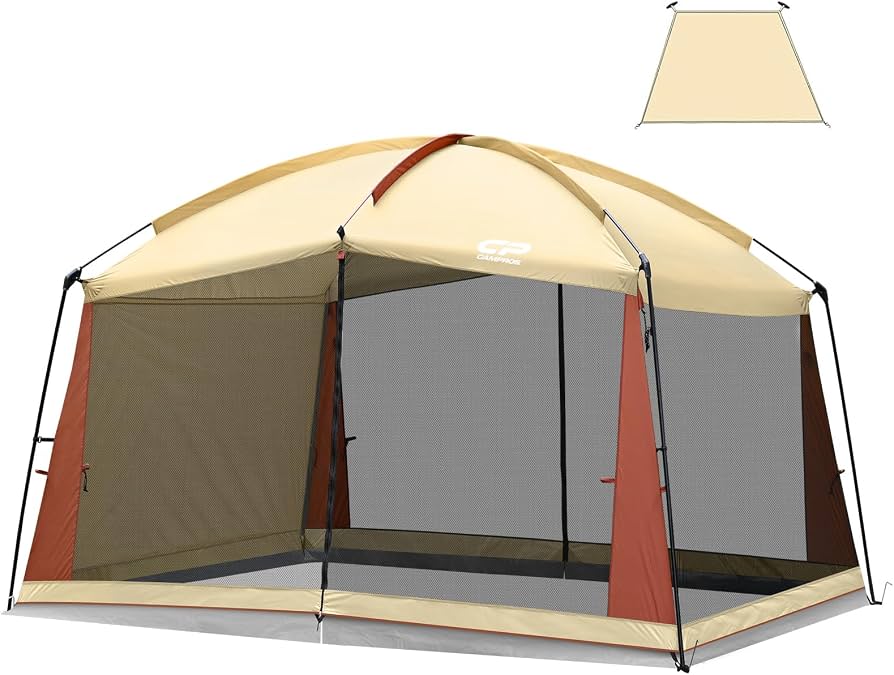 campingpavillon-080txh-1.jpg Amazon.de: CAMPROS CP Screen House Pavillon mit Moskitonetz 4x4M, Gartenpavillon Wasserdicht UV Schutz, MeshPavillon mit Seitenwänden, Schnellaufbau CampingPavillon inkl. Tragetasche – Bild 1