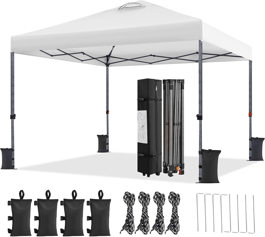 campingpavillon-853cvw-1.jpg Amazon.de: Yaheetech 3x3m Gartenpavillon Höhenverstellbar Pop Up Pavillon, Weiß | Faltpavillon Wasserdicht Stabil Faltzelt inkl. Tasche & 4 Sandsäcke UV Schutz 50+ Campingpavillon für Garten Camping – Bild 1