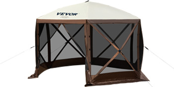 campingpavillon-890eaq-1.jpg VEVOR Pavillon Zelt, 3,6 x 3,6 m, 6 seitiges Pop up Camping Überdachungszelt mit Netzfenstern, tragbarer Tragetasche, Erdnägeln, großen Schattenzelten für Camping im Freien, Rasen und Hinterhof | VEVOR DE – Bild 1