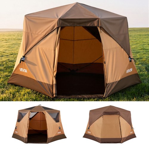 campingzelt-074ljx-1.jpg VEVOR Campingzelt 6 Personen, Pop Up Zelt mit Regenschutz & Netzfenstern, Schnellaufbau in 60 Sekunden, Tragbares Zelt mit Tragetasche für Familien Camping & Wanderungen, 330x213x204 cm | VEVOR DE – Bild 1