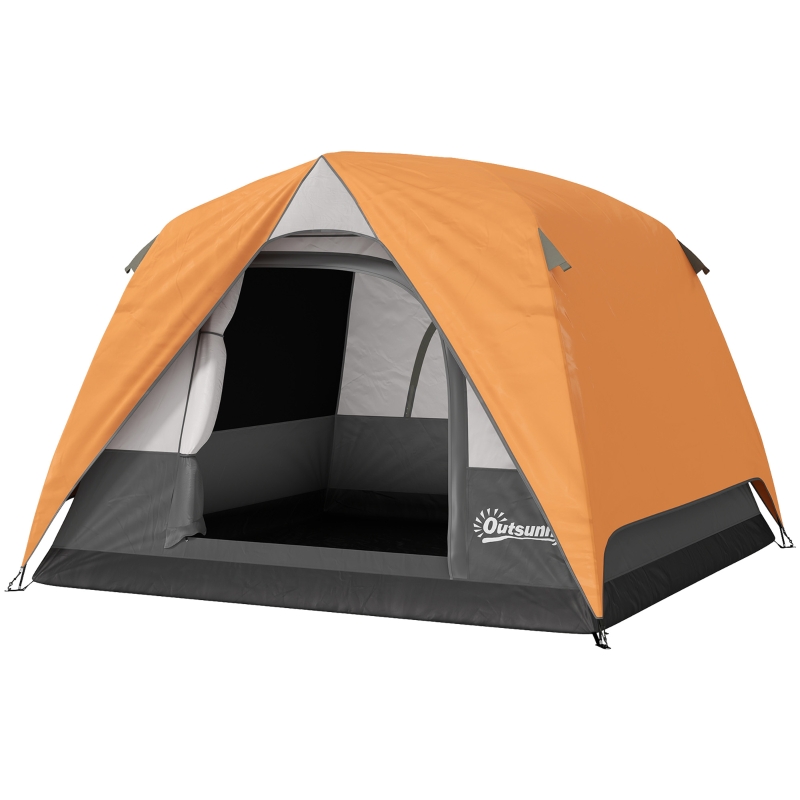 campingzelt-122map-1.jpg Outsunny Campingzelt 3 Personen Wasserdicht 2x2x1.35m Orange | Aosom.de – Bild 1