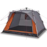 vidaXL Campingzelt 4 Personen Grau und Orange Quick Release | vidaXL.de