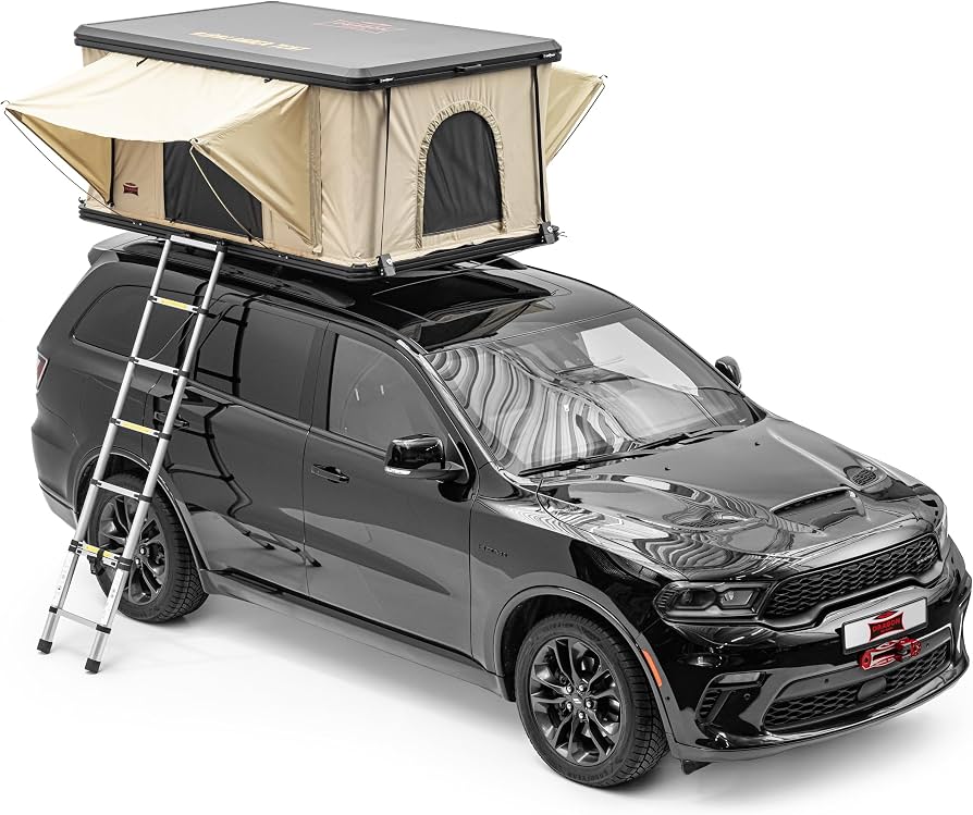 dachzelt-auto-644nzj-1.jpg Dragon Winch Zelt Dachzelt Auto Aluminium Hartschale für 2 Personen inklusive Matratze, Teleskopleiter, Zubehörtaschen und Moskitonetze. Komfortables ... – Bild 1