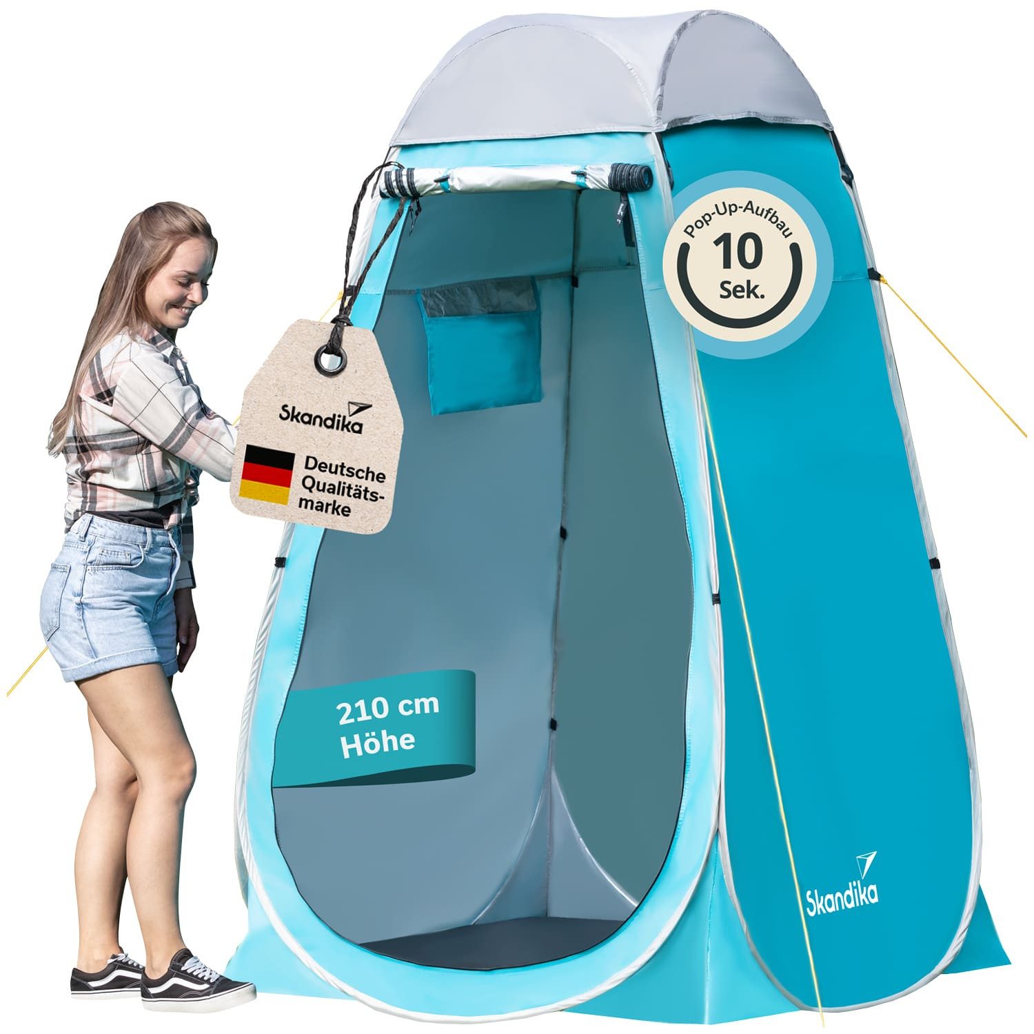 duschzelt-042klr-1.jpg Skandika Kuppelzelt Duschzelt Pop Up, Umkleidezelt, Toilettenzelt, silberbeschichtet, Personen: 1 (1 Fenster mit Moskitonetz und Abdeckung, ... – Bild 1