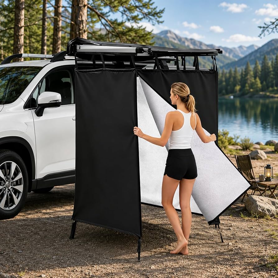 duschzelt-998cah-1.jpg Bsteciar Duschzelt Camping für Auto, Pop Up Seitenzelt für Dachträger, Oxford Wasserdichtes Umkleidezelt & Toilettenzelt Offroad Zubehör : Amazon.de: ... – Bild 1
