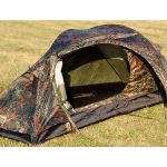 Mil Tec Recom Einmannzelt Flecktarn leichtes Trekkingzelt 1 Person Tarnzelt Outdoor Camping Bushcraft
