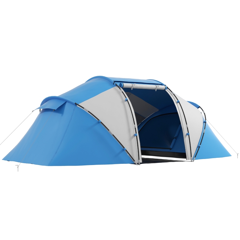 familienzelt-212uod-1.jpg Outsunny Campingzelt Familienzelt Tunnelzelt mit 2 Schlafkabinen 4 6 Personen Blau L430 x B240 x H170cm | Aosom.de – Bild 1