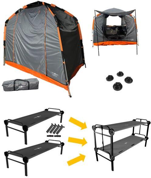 feldbett-mit-zelt-063ofa-1.jpg Disc O Bed Basic Single L Feldbett Bundle mit Zelt, 2 Personen bei Camping Wagner Campingzubehör – Bild 1