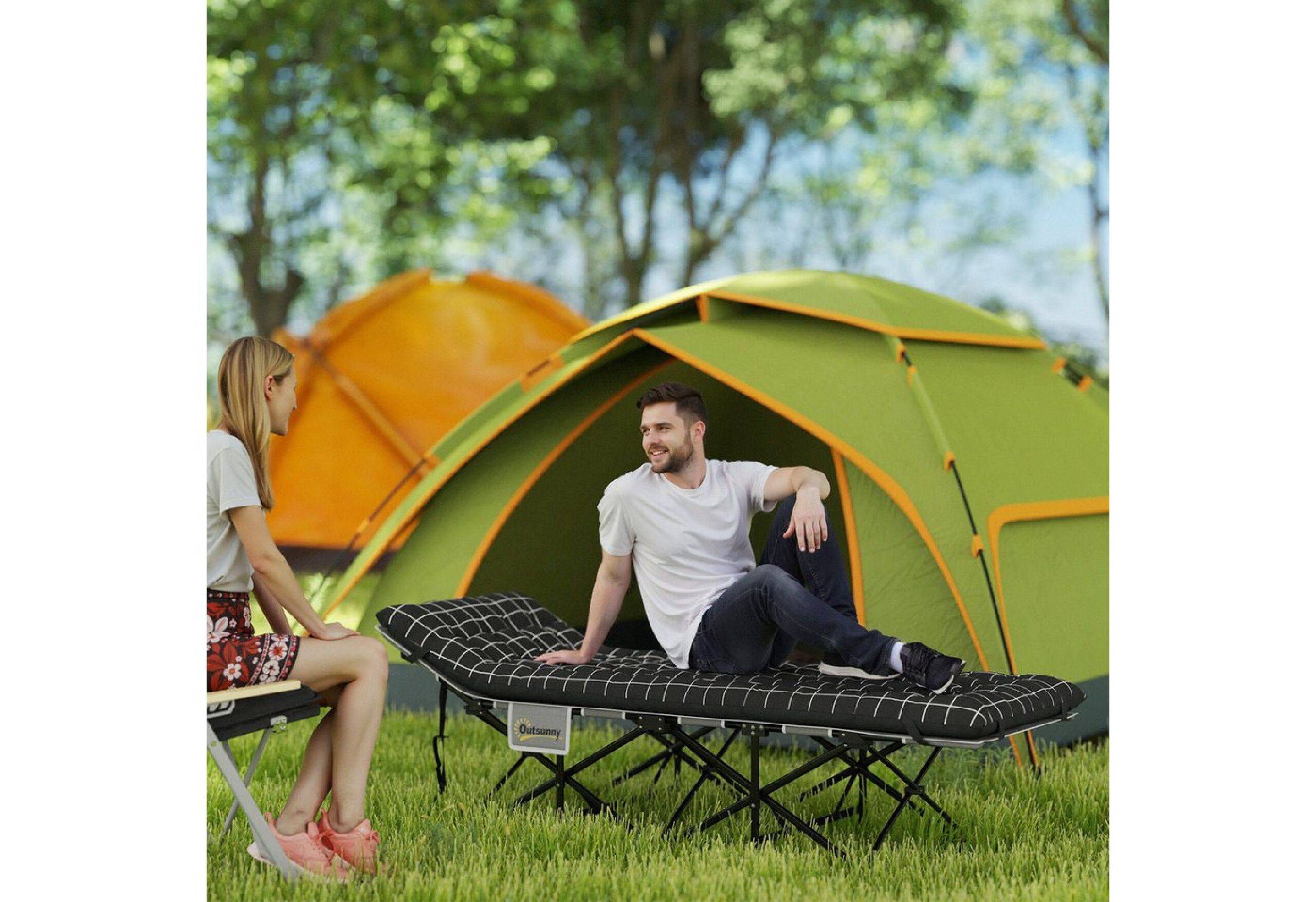 feldbett-mit-zelt-216iem-1.jpg Outsunny Feldbett Campingbett 190 x 67 x 37 cm Gästebett bis 150 kg (mit dicker und weicher Matratze zum Schlafen, 1 St., mit rutschfesten Füßen) Seitentasche und Tragetasche, Schwarz ab 60,90 € (September 2026) | moebel.de – Bild 1