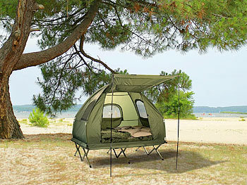 Produktbild NX-3932 Semptec Urban Survival Technology 4in1 Doppelzelt, Feldbett, 2 Winterschlafsäcke, Matratze, Sonnenschutz – Bild 1