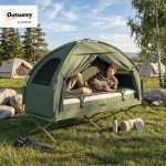 Outsunny SoBuy Feldbett mit Zelt Wurfzelt mit Luftpumpe, Matratze, Tragetasche, Schlafsack, Wasserdichtes Campingbett Extra Breit Outdoor Campingliege Dunkelgrün 193x86x160 cm bis 114 kg : Amazon.de: Sport & Freizeit