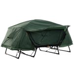 Outsunny Feldbett, Faltbares Campingbett, 2 Schicht Zelt, Inkl. Tragetasche, Stahl Oxford, Grün, 210 x 120 x 120 cm Feldbett Campingbett 2 Schicht Zelt Tragetasche Alu Oxford Grün | Aosom.de