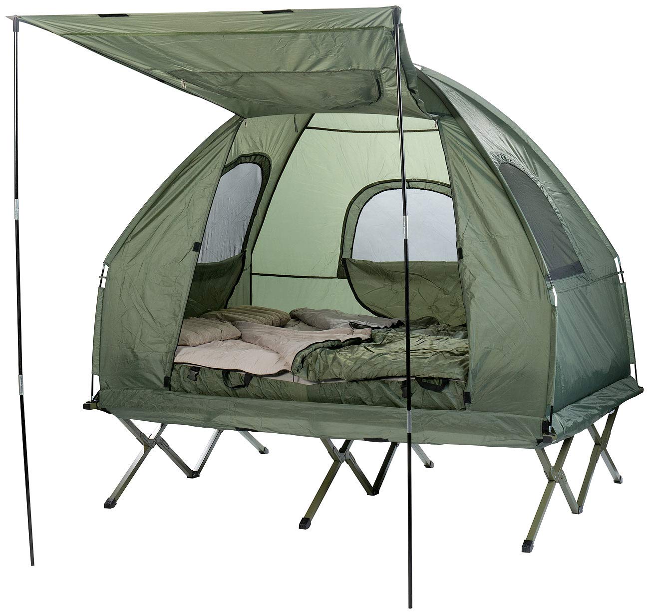 feldbett-mit-zelt-888vbv-1.jpg Semptec Urban Survival Technology Campingbett 2 Personen: 4in1 Doppelzelt, Feldbett, 2 Winterschlafsäcke, Matratze, Sonnenschutz (Feldbett mit Zelt, ... – Bild 1