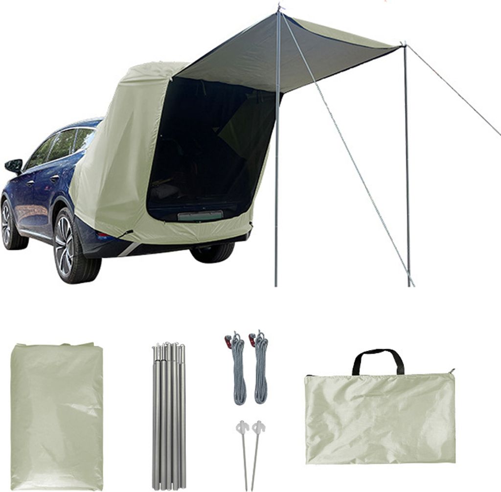 heckzelt-auto-703alr-1.jpg Outdoor Auto Heckzelt, Camping Auto Heckzelt mit Vordach, Picknickzelt, Angelzelt, – Bild 1
