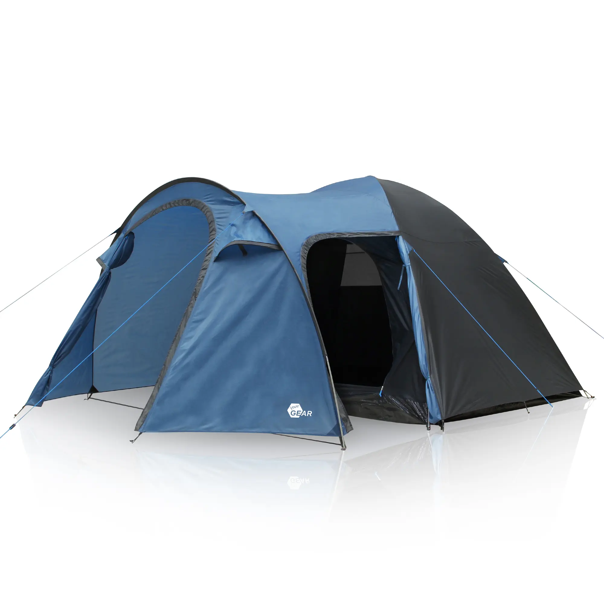 kuppelzelt-469zgd.webp yourGEAR Zelt Posada 4 Personen Kuppelzelt mit Fenster Vorbau Belüftung wasserdicht mit 3000 mm Blau Grau – Bild 1