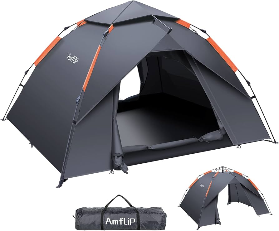 kuppelzelt-834nbt-1.jpg Camping Zelt, 2 3 Personen Automatisches Kuppelzelt Zelt Pop Up Zelt,grau | Automatisches Ultraleichtes Instant Zelt 4 Jahreszeiten Wasserdicht & ... – Bild 1