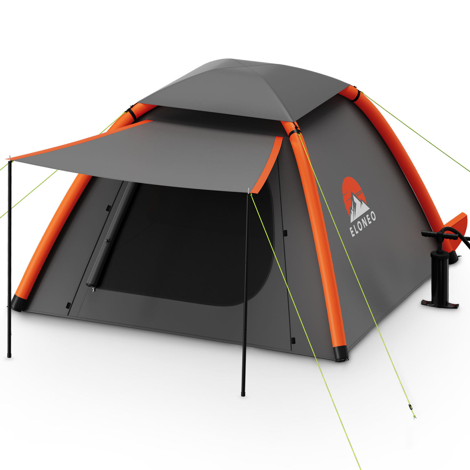 luftzelt-440uwm-1.jpg ELONEO Aufblasbares Camping Luftzelt 1 3 Personen mit Vordach, 210x210x140cm – Bild 1