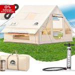 ELONEO aufblasbares Zelt für 2 4 Personen mit Dachfenster Luftpumpe Premium Glamping Zelt wasserdicht, Luftzelt, Inflatable Tent, Camping Ze