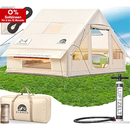 luftzelt-709kkz-1.jpg ELONEO aufblasbares Zelt für 2 4 Personen mit Dachfenster Luftpumpe Premium Glamping Zelt wasserdicht, Luftzelt, Inflatable Tent, Camping Ze – Bild 1