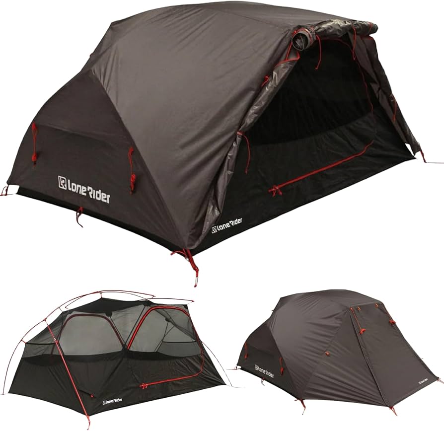 motorrad-zelt-427mam-1.jpg Lone Rider ADVTent Wasserdichtes Motorrad Camping Zelt 2 Personen | Leichtes Kuppelzelt mit Einstangen System, Mesh Belüftung & Stauraum. Inkl. ... – Bild 1