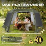 Lumaland Pavillon Pop Up Pavillon Aufbau in unter 2 min sechseckig 155x215x167cm, Camping Reisen Party Schutz vor Regen Wind Wetter transportabel