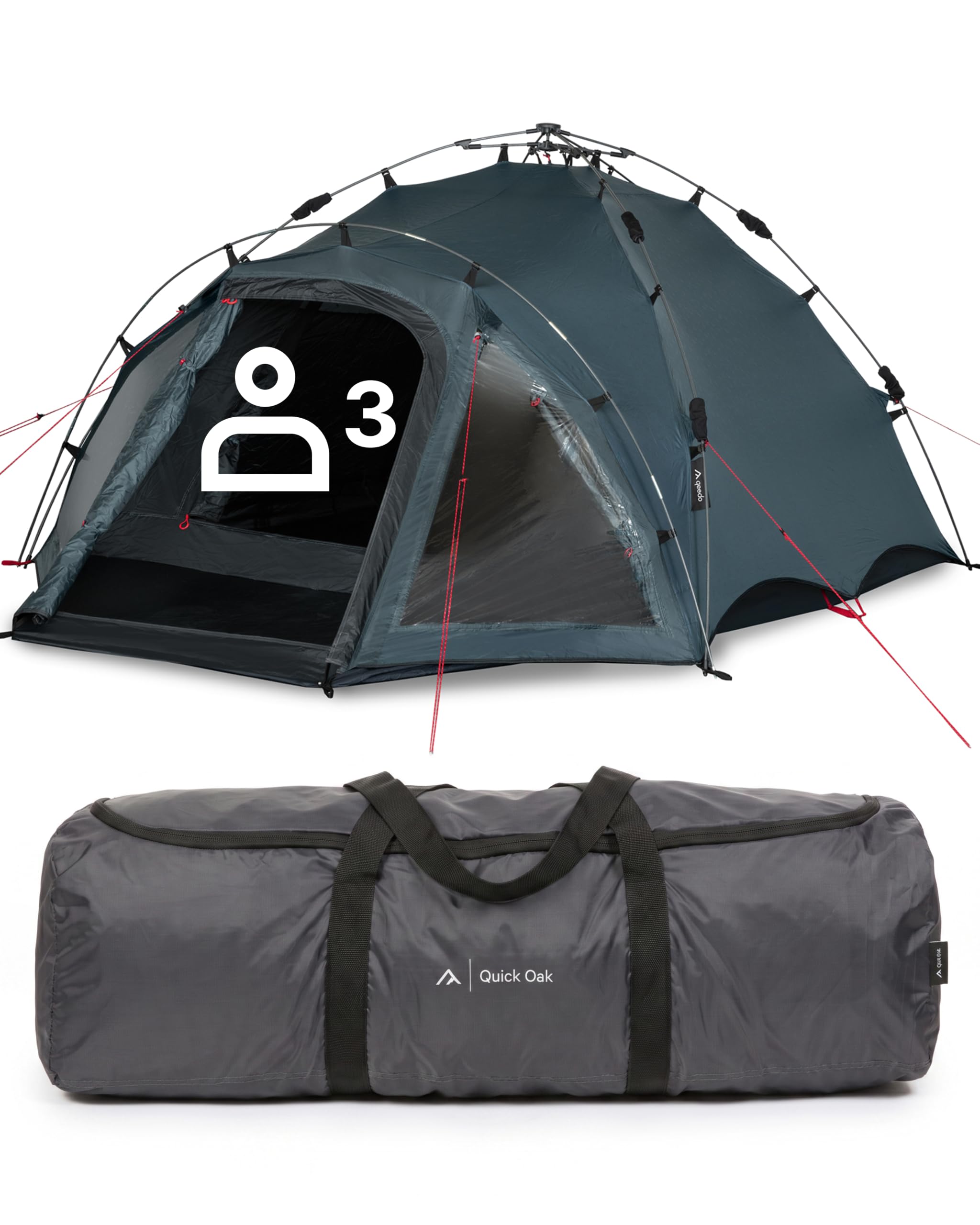 qeedo-zelt-095mym-1.jpg qeedo Quick Oak 3 Campingzelt für 3 Personen Sekundenzelt mit innovativem Quick Up System stabil & wasserdicht ideal, für Camping & Festival ... – Bild 1