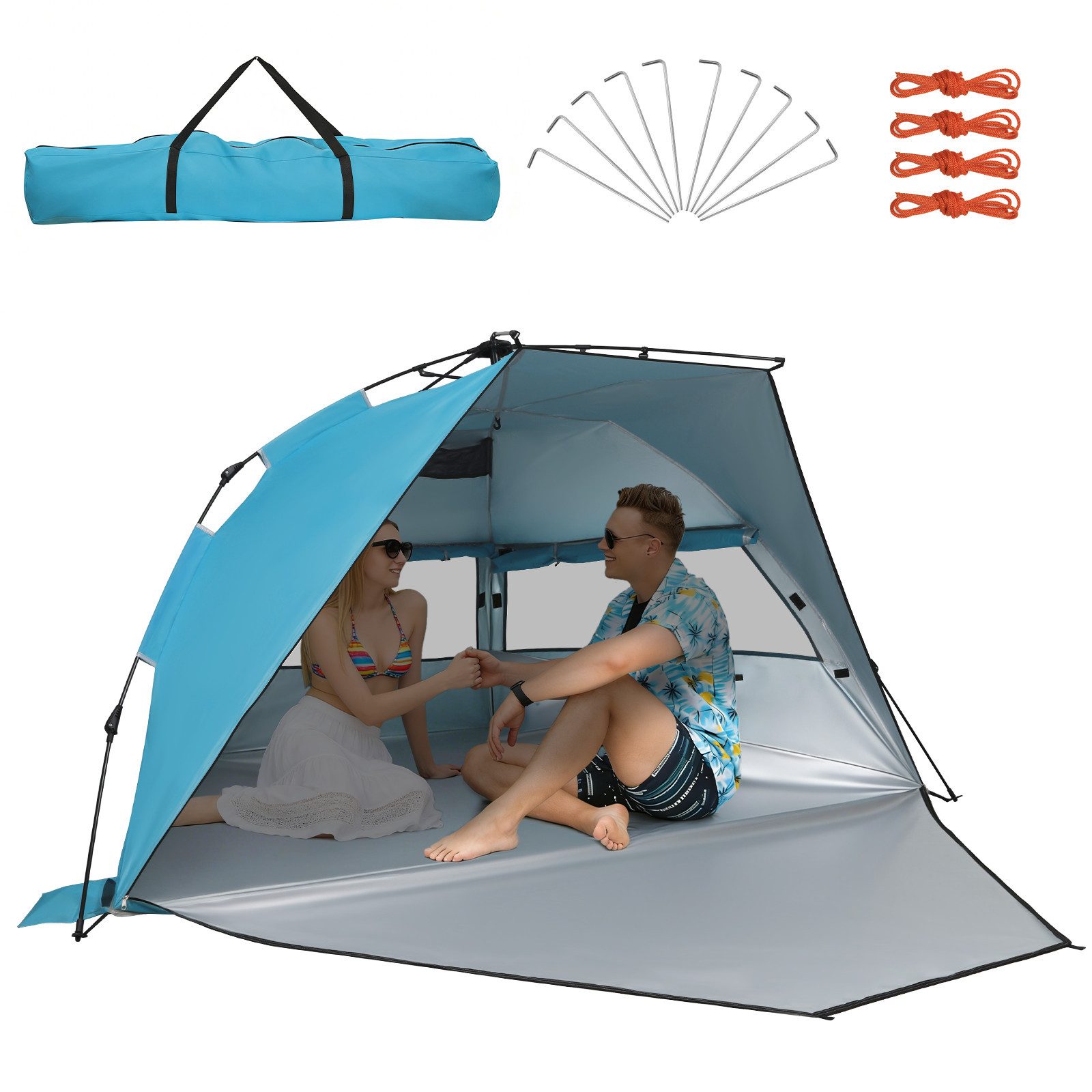 strandmuschel-127mco-1.jpg Puluomis Strandmuschel Strandzelt Pop up Zelt UV Schutz 50+, mit/ohne Sonnensegel – Bild 1