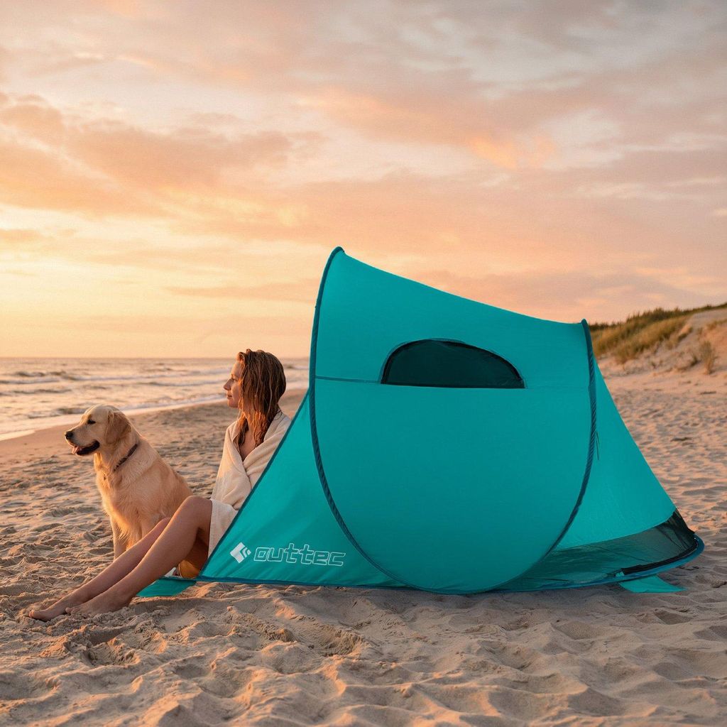 strandmuschel-599jnt-1.jpg Outtec® XXL Strandmuschel mit UV Schutz Pop Up Zelt, Strand Sonnenschutz, Windschutz, Strandzelt für Baby, Kinder und Erwachsene Ultraleicht – Bild 1