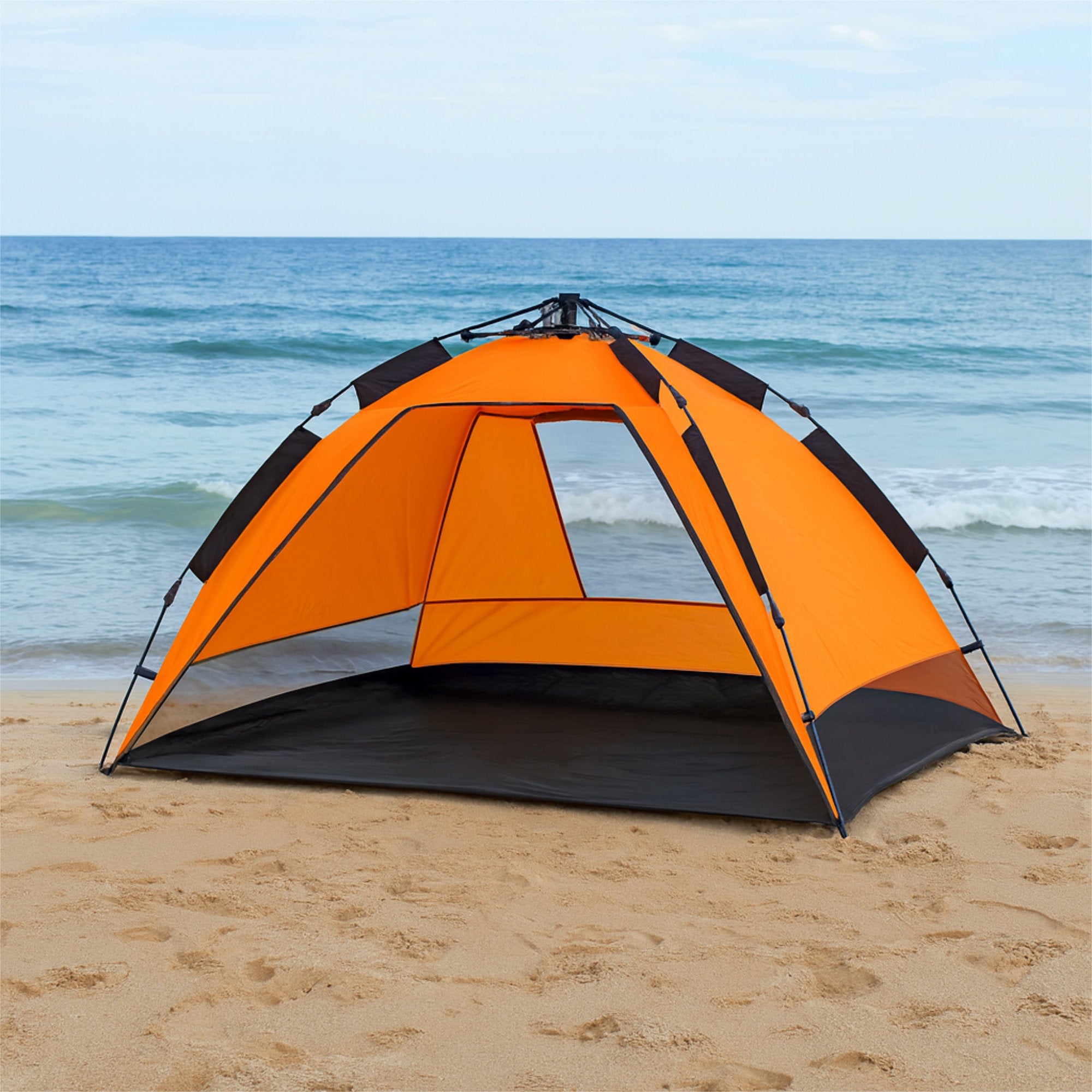 strandmuschel-954gvt-1.jpg Strandmuschel, Orange/Grau , UV50+, inkl. Tragetasche – Bild 1