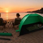 Strandzelt UV Schutz Pop Up Strandmuschel Halboffen Garten Camping Grü