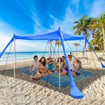 Strandzelt UV Schutz riggoo Sonnenzelt Sonnensegel Strand Zelt 3 × 3m Komfort Outdoor Schatten für Campingausflüge, Angeln, Hinterhofspaß oder ...