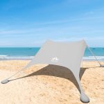 LuxusKollektion Strandmuschel Strandzelt Sonnensegel Lycra UV Schutz UPF50 2.1x2.1m Grau Pro
