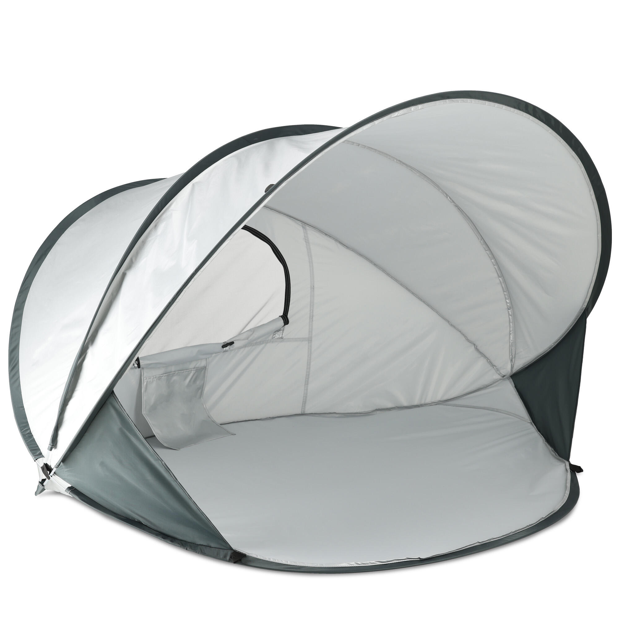 strandzelt-464xlo-1.jpg Luxus Pop Up Strandzelt XXL Leichtgewicht UV 50+ Schutz Silber – Bild 1