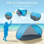 Strandmuschel Pop Up Strandzelt Wetter und Sichtschutz Polyester Zelt