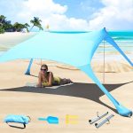 Cuupo Strandzelt, Pop Up, 2x2.1 m, LSF 50, Lycra, Sonnenschutz, für den Außenbereich, Anti Wind, Sonnenschutz mit Stabilitätsstangen, Hinterhof mit ...