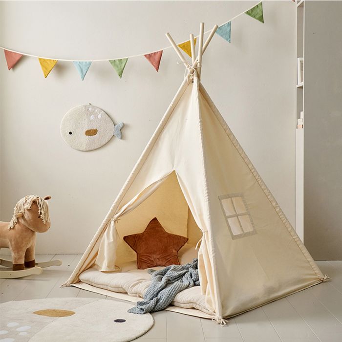 tipi-zelt-959pcw-1.jpg Tipi Zelt beige aus 100% Baumwolle ✔️ Petite Amélie – Bild 1