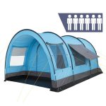 CampFeuer Tunnelzelt Zelt Relax6 für 6 Personen, 5000 mm Wassersäule, Hellblau/Grau, XXL Tu, Personen: 6