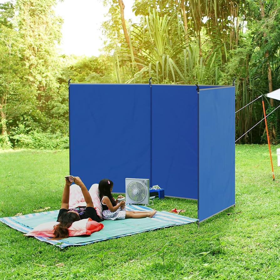 windschutz-camping-677cfq-1.jpg Outsunny Windschutz Faltbar für Camping mit Tragetasche 450 x 150 cm Blau | Sichtschutz, Stahlstangen, Windfang Zaun, Strandwindschutz, Strandschutz, für Garten Strand Terrasse : Amazon.de: Sport & Freizeit – Bild 1