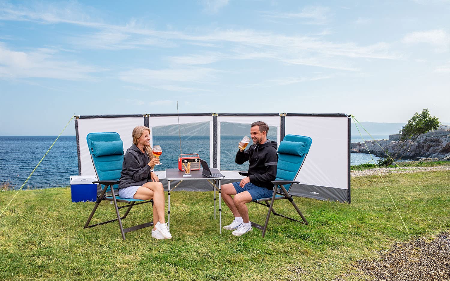 windschutz-camping-835jde-1.jpg BERGER Camping Windschutz 130 x 460 cm | Sichtschutz Garten Strand Windschutz mit Sichtfenster, Outdoor | Sichtschutz kann als Zeltplane für ... – Bild 1